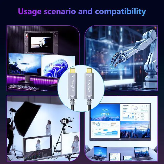 Alt view image 4 of 5 - Fiber Optic USB C Cable(50ft),10Gbps High Speed Data Transfer Active Optical Type C Cable,Compatible with Cameras,Webcams,VR,AR for Collaborative Meetings,Smart Classroom,Data Center