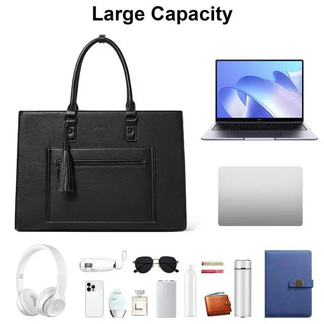 Alt view image 3 of 5 - Shrrie 16inch Laptop Bag for Women-Fashion Rainbow Side,Waterproof Leather Tote Bag,Vintage Laptop Tote Purse