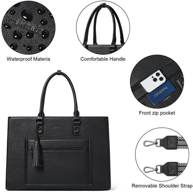 Alt view image 5 of 5 - Shrrie 16inch Laptop Bag for Women-Fashion Rainbow Side,Waterproof Leather Tote Bag,Vintage Laptop Tote Purse