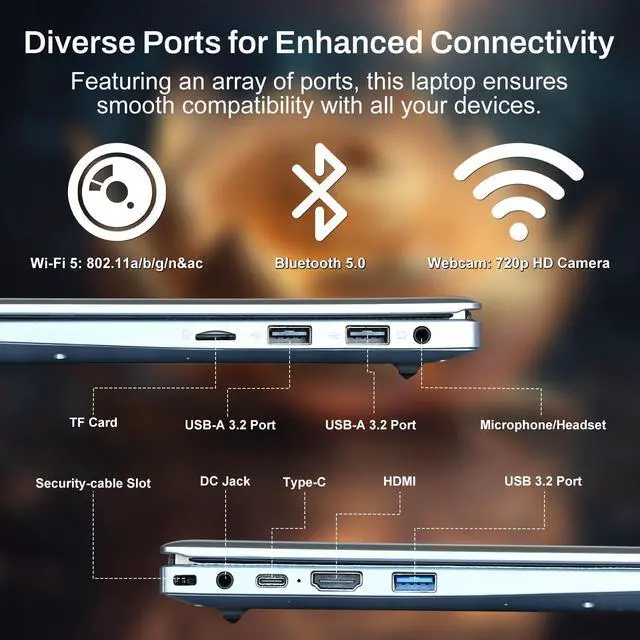 Alt view image 5 of 5 - 2025 Laptop Computer 15 15.6 inch FHD 1080p Display, Windows 11 Pro with MS Office for Students & Business, 16GB RAM, 1TB SSD, Intel 4-Core N100 (Up to 3.4GHz), Backlit Keyboard, Type-C, Fingerprint