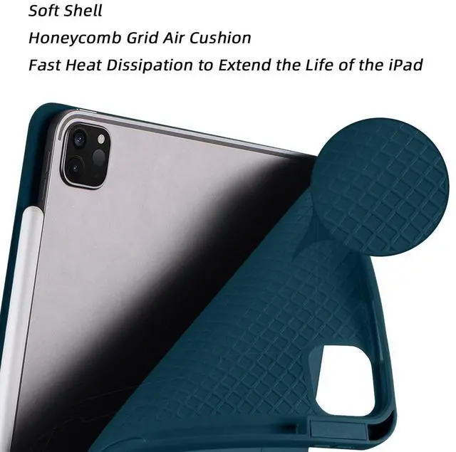 Alt view image 2 of 5 - SIWENGDE Case for iPad Pro 12.9 Case 6th/5th/4th Generation (2022/2021/2020) with Pencil Holder [Apple Pencil Wireless Charging] Soft TPU Smart Trifold Stand Protective Cover (Peacock Blue)