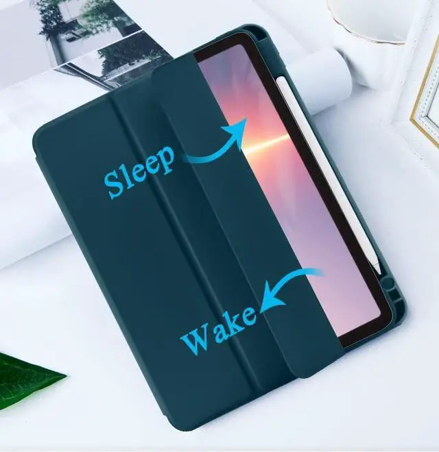 Alt view image 5 of 5 - SIWENGDE Case for iPad Pro 12.9 Case 6th/5th/4th Generation (2022/2021/2020) with Pencil Holder [Apple Pencil Wireless Charging] Soft TPU Smart Trifold Stand Protective Cover (Peacock Blue)
