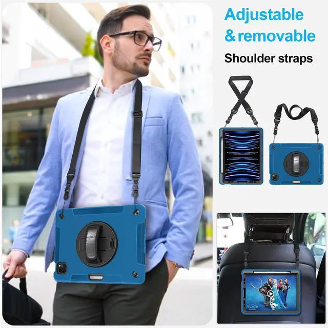 Alt view image 5 of 5 - Case for iPad Pro 11 Inch 2022/2021/ 2020/2018: Cover for iPad 11 Inch 4th/ 3rd/ 2nd/ 1st Generation with Screen Protector- Stand- Handle- Shoulder Strap- Pencil Holder Blue