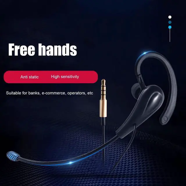 Alt view image 4 of 5 - Call Center Headset Ear Hook Single Sided 3.5mm Customer Service Headphone with Microphone for Laptop Mobile Phones, Call Center Wired Headset USB for PC/Laptop/Skype/Computer