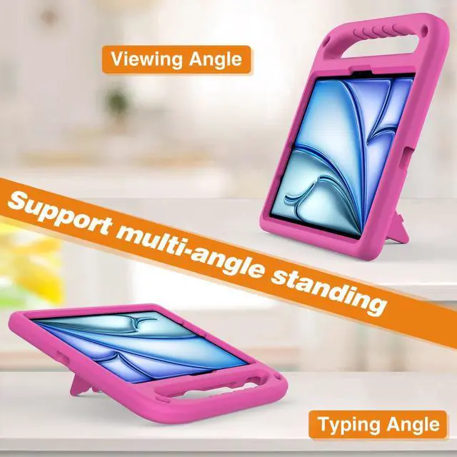 Alt view image 3 of 5 - Dteck for iPad Air 13/iPad Pro 13/12.9 Case, Shockproof Protective Handle Stand Pencil Holder EVA Case, Rose