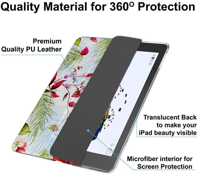 Alt view image 5 of 5 - DuraSafe Cases for iPad 7th 8th 9th Gen 2019/2020 / 2021-10.2 Inch [iPad 9 8 7 ] A2602 A2270 A2197 MW762LL/A MW742LL/A MYLC2LL/A MYL92LL/A Ultra Auto Sleep/Wake Printed PC Case -Birds & Flowers