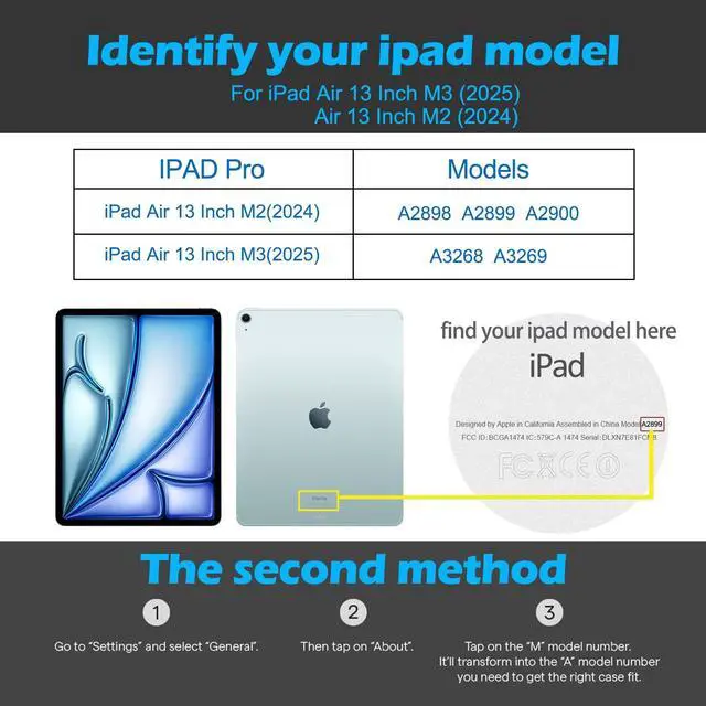 Alt view image 2 of 5 - XFYKJIN for iPad Air 13 Inch Case M3/M2 (2025/2024), Leather Protective Shockproof Smart Cover Adjustable Stand - Auto Wake/Sleep and Multiple View Angles,Black