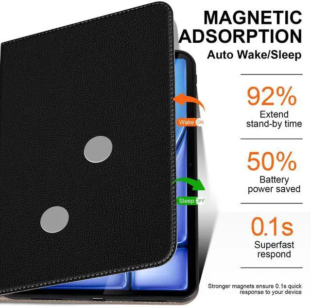 Alt view image 5 of 5 - XFYKJIN for iPad Air 13 Inch Case M3/M2 (2025/2024), Leather Protective Shockproof Smart Cover Adjustable Stand - Auto Wake/Sleep and Multiple View Angles,Black