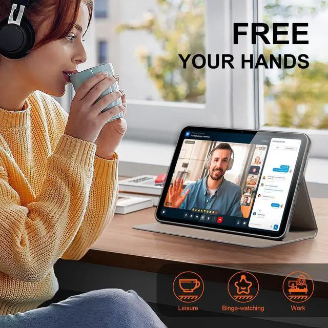 Alt view image 3 of 5 - XFYKJIN for iPad Air 13 Inch Case M3/M2 (2025/2024), Leather Protective Shockproof Smart Cover Adjustable Stand - Auto Wake/Sleep and Multiple View Angles,Black