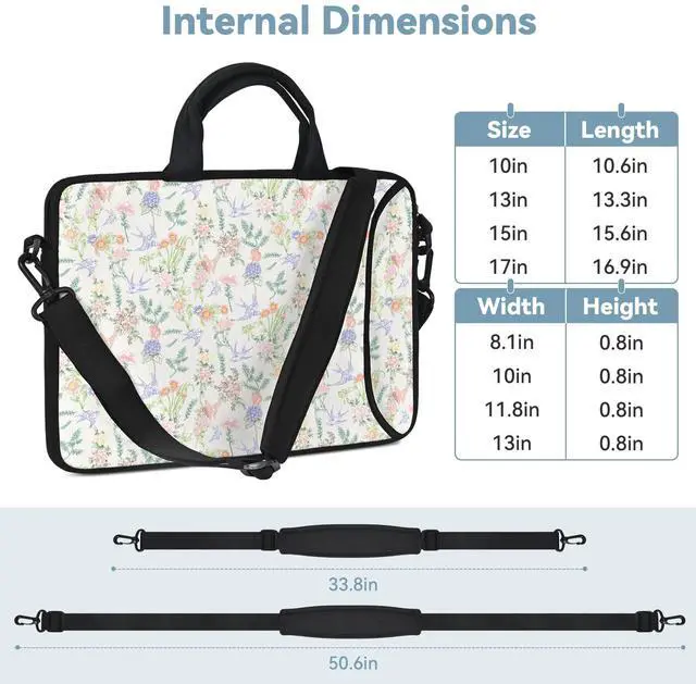 Alt view image 3 of 5 - RICHEN 17 inch Laptop Shoulder Bag Carrying Case with Handle Fits 15.6/16/17/17.3/17.4 inch Laptop Notebook (Flowers Swallows, 16-17.3 inch)