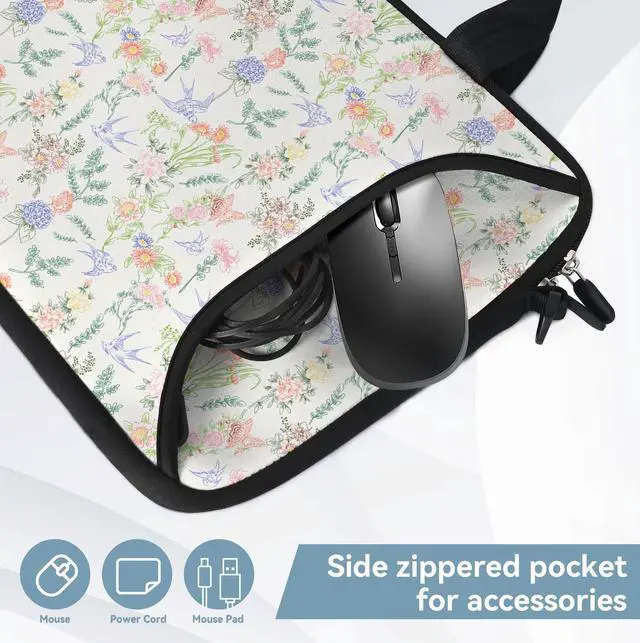 Alt view image 4 of 5 - RICHEN 17 inch Laptop Shoulder Bag Carrying Case with Handle Fits 15.6/16/17/17.3/17.4 inch Laptop Notebook (Flowers Swallows, 16-17.3 inch)