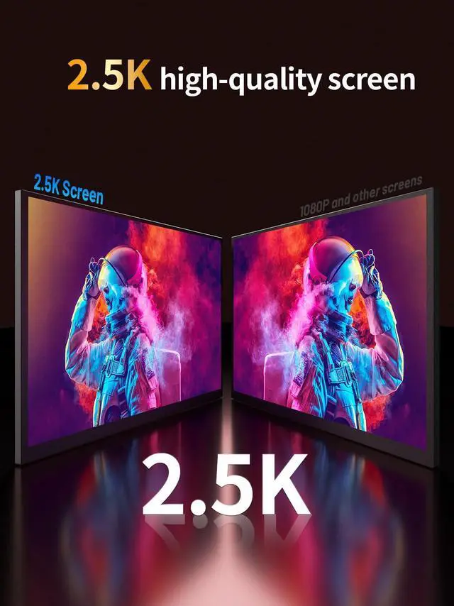 Alt view image 4 of 5 - sibolan 24.5" 2.5K Portable Monitor, 165Hz Gaming Monitor FreeSync Fast Response IPS Large Screen, Built-in 180° Adjustable Stand/VESA, USB-C Second Screen for Laptops, Phones, Game Consoles
