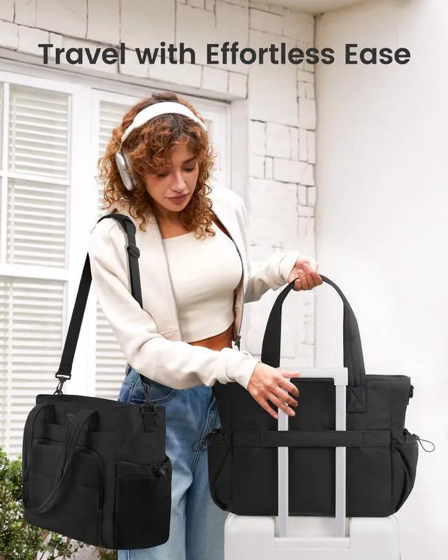 Alt view image 2 of 5 - LOVEVOOK Tote Bag for Women, 15.6 Inch Puffer Laptop Work Tote with Cup Holder, Quilted Nurse Bag for Travel, Gym, Daily Use