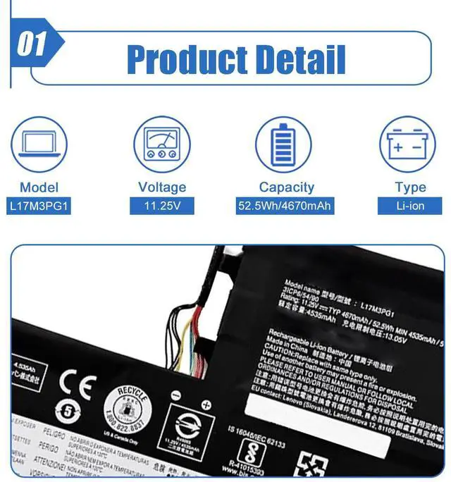 Alt view image 2 of 5 - Dentsing L17M3PG1 L17L3PG1 L17C3PG1 Laptop Battery Compatible with Lenovo Legion Y530-15ICH Y540 Y545-PG0 Y740-15IRH Y740-15ICHG Legion Y7000 2019 1050 PG0 Y7000P-1060 Series L17M3PG3 11.25V/52.5Wh