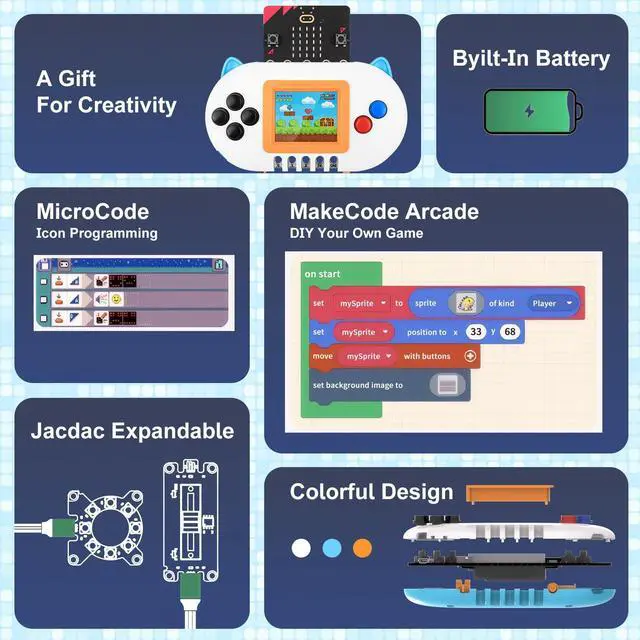 Alt view image 2 of 5 - BBC Micro:bit V2 Newbit Arcade Shield Expansion Board, Supports MakeCode Javascript Python Programming for Game Creation, IoT, Interactive Project, STEM Education (Micro:bit Included)
