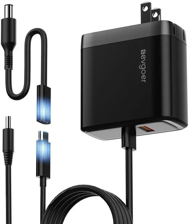 Main image of 65W Dell Charger for Laptop, Dell Computer Charger USB-C for XPS, Inspiron, Latitude and Vostro Models, Power Cord 4.5 * 3.0 mm and 7.5 * 3.0 mm Compatible with Both 65W 45W (Foldable AC Plug)