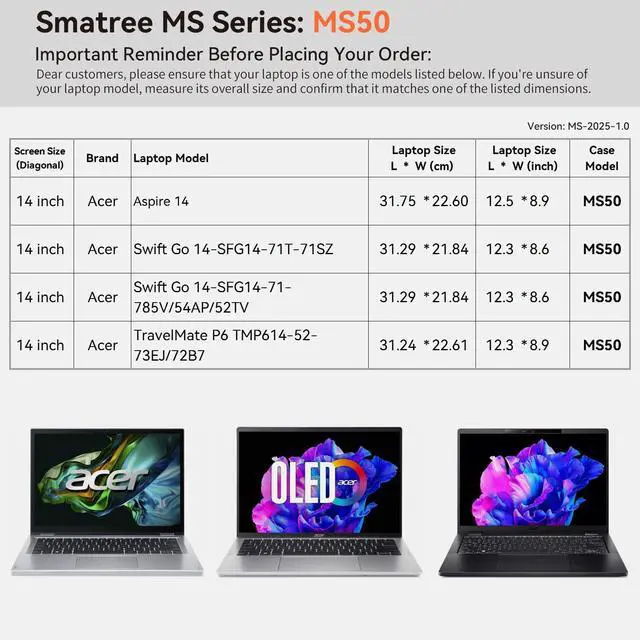 Alt view image 2 of 5 - Smatree MS50 Hard EVA Protective Sleeve Case with Stand Compatible for 14 inch Acer Aspire 14, for Acer Swift Go 14-SFG14-71T/71, for Acer Aspire Lite 14 AL14-31P-C0S2, for Acer TravelMate P6 TMP614