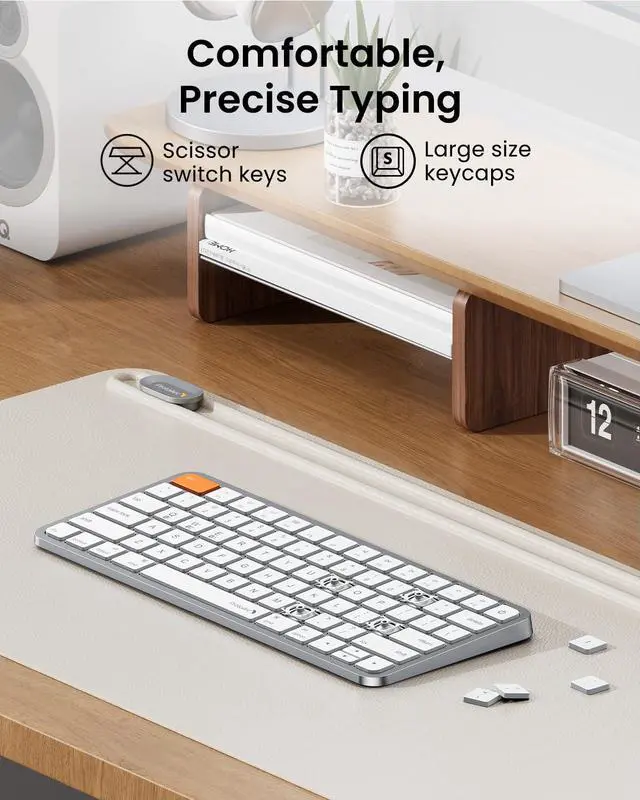 Alt view image 5 of 5 - ProtoArc Backlit Compact Bluetooth Keyboard and Mouse for Mac, KM90-A Multi-Device Wireless Keyboard Mouse for Mac, Quiet and Rechargeable, for MacBook Pro/Air, iPad - White Silver