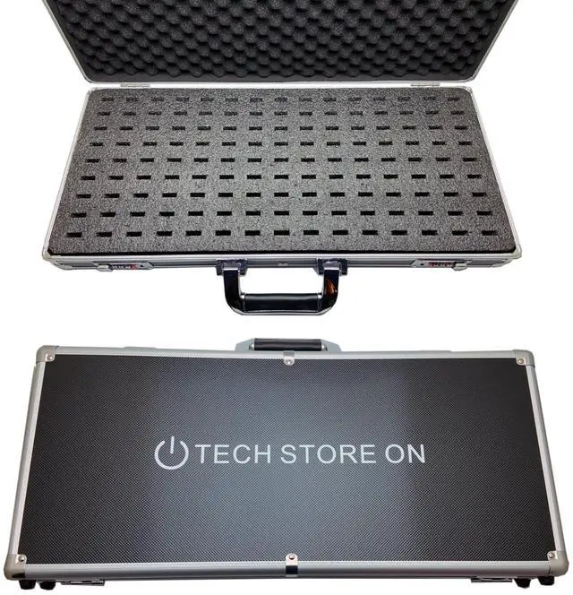 Main image of TECH STORE ON Aluminum USB Drive Organizer Case (130 Slots with Handle)  Shockproof & Antistatic Large Storage Box with Combination Lock | Professional Metal Carry Case for IT & Media Professionals