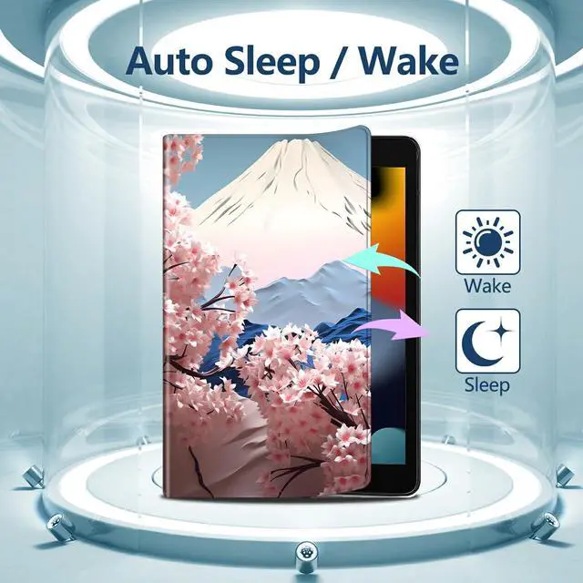 Alt view image 3 of 5 - Slim Case for Amazon Kindle Fire HD 8 & 8 Plus Tablet (12th/10th Generation, 2024/2022/2020 Release) 8" PU Leather Adjustable Stand Smart Cover with Auto Sleep/Wake, Japanese Pink Cherry Blossom