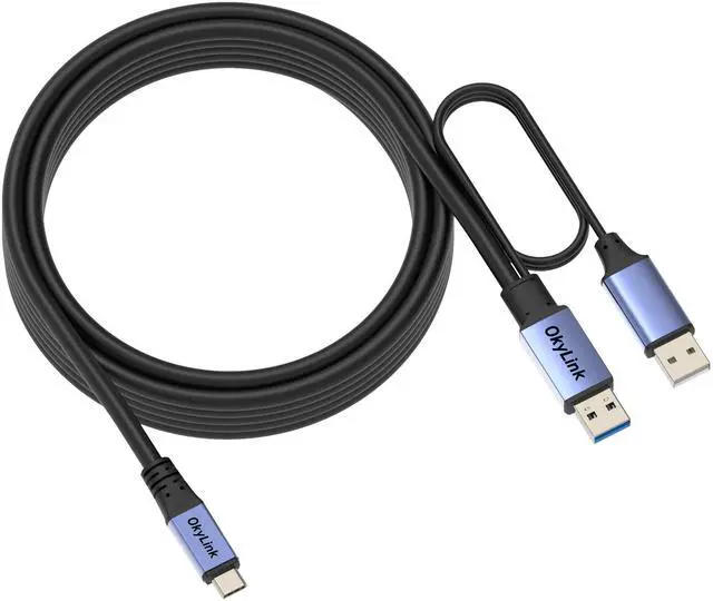 Main image of OkyLink Active USB 3.0/3.2 Gen1 A to C Data Cable 15ft/5M  High-Speed 5Gbps, Signal Booster, Optional Power, Long-Distance Data Cable for VR, SSD, Docking Station, Printer