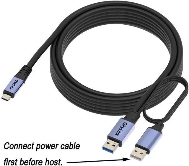 Alt view image 2 of 5 - OkyLink Active USB 3.0/3.2 Gen1 A to C Data Cable 15ft/5M  High-Speed 5Gbps, Signal Booster, Optional Power, Long-Distance Data Cable for VR, SSD, Docking Station, Printer