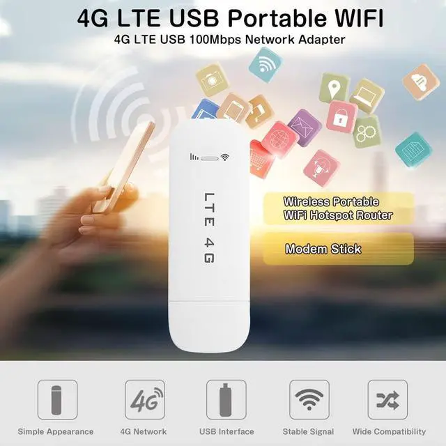 Alt view image 3 of 5 - Eboxer 4G LTE USB USB Network Adapter Portable for Laptop Desktop PC Computer, Receiver Modem Stick Mini Hotspot (with)