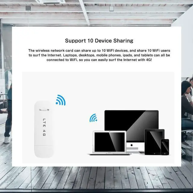 Alt view image 5 of 5 - Eboxer 4G LTE USB USB Network Adapter Portable for Laptop Desktop PC Computer, Receiver Modem Stick Mini Hotspot (with)