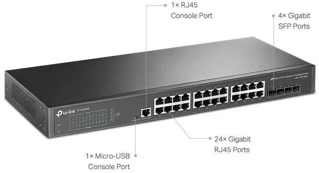 Alt view image 2 of 5 - TP-Link TL-SG3428 | 24 Port Gigabit Switch, 4 SFP Slots | Omada SDN Integrated | L2+ Smart Managed | IPv6 | Static Routing | L2/L3/L4 QoS, IGMP & LAG | 3 Year Manufacturer Warranty