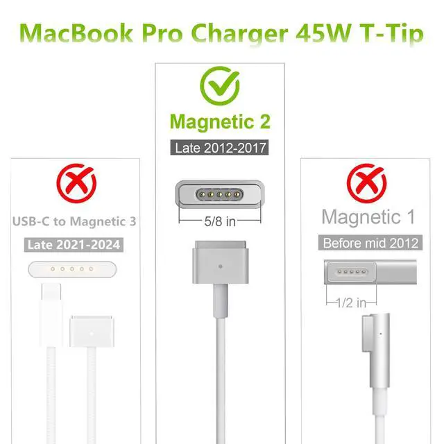 Alt view image 2 of 5 - Mac Book Air Charger 45W Mag-netic 2, Compatible with Mac Book Air 11 inch and 13 inch After Mid 2012(Applicable to 2012-2017)