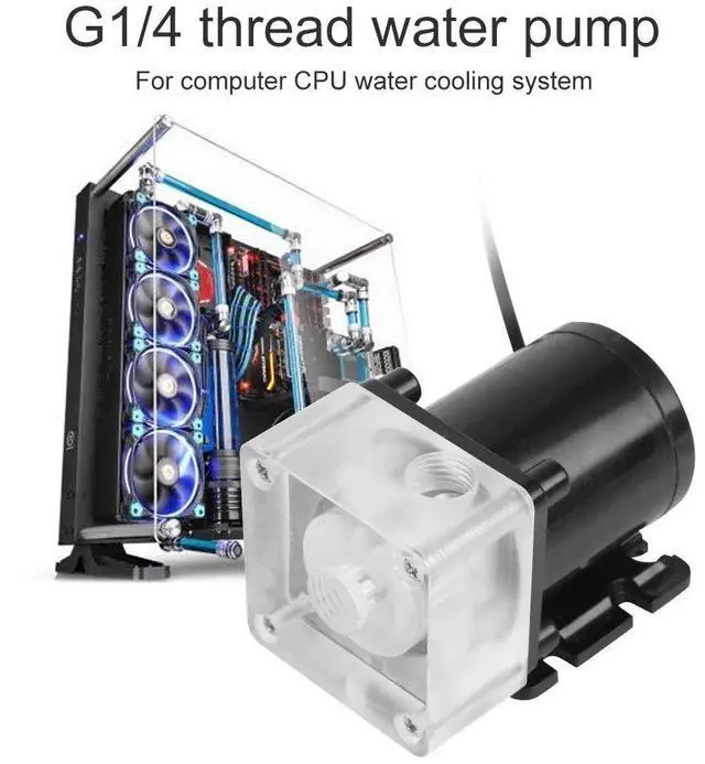 Alt view image 5 of 5 - G1/4 Inner Thread, 12V DC Ultraquiet CPU Water Pump, G1/4 Thread for PC 500L/H G1/4 Thread Water Pump Noiseless Water Cooling Pump