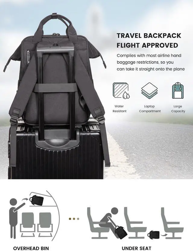 Alt view image 4 of 5 - LOVEVOOK Laptop Backpack for Women, Work Backpack with 17 Inch Separate Laptop Compartment, Teacher Nurse Bags College Computer Backpack Purse, Business Travel Bag, Upgraded