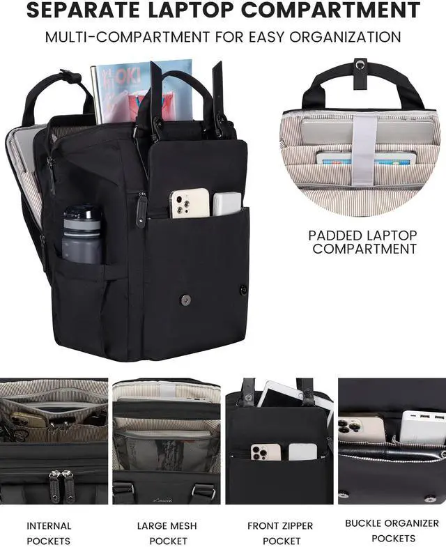 Alt view image 2 of 5 - LOVEVOOK Laptop Backpack for Women, Work Backpack with 17 Inch Separate Laptop Compartment, Teacher Nurse Bags College Computer Backpack Purse, Business Travel Bag, Upgraded