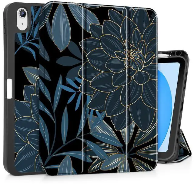Main image of May Chen Case for M3 iPad Air 13 inch Cover with M2 Chip 2025 2024, Tablet Cases Trifold Stand + Pencil Holder + Auto Wake/Sleep + Soft TPU Protective Stand Back Cover, Dahlia Flower