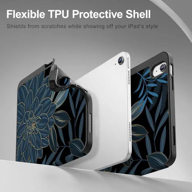 Alt view image 5 of 5 - May Chen Case for M3 iPad Air 13 inch Cover with M2 Chip 2025 2024, Tablet Cases Trifold Stand + Pencil Holder + Auto Wake/Sleep + Soft TPU Protective Stand Back Cover, Dahlia Flower