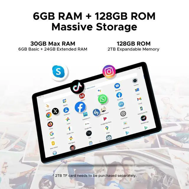 Alt view image 5 of 5 - DOOGEE Tab A9 Pro+ Android 15 Tablet,11 inch Tablet with 90Hz Display,30GB+128GB/2TB TF Octa-Core Gaming Tablets,8580mAh,1080P,Bluetooth 5.0+5G WiFi Tablets,13MP+5MP,Face ID/OTG Blue