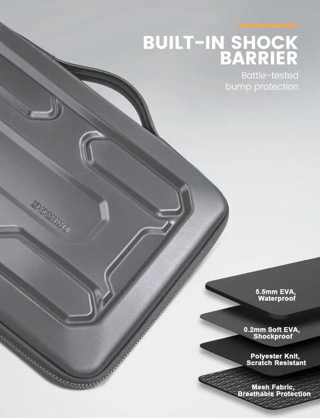 Alt view image 2 of 5 - DOMISO 15.6 inch Laptop Sleeve with Handle Shockproof Waterproof EVA Protective Case for 15.6" Yoga 720 IdeaPad 310 320 ThinkPad T570/Legion 5 Gen 6/HP Envy 15/15.6" Notebooks, Dark Grey