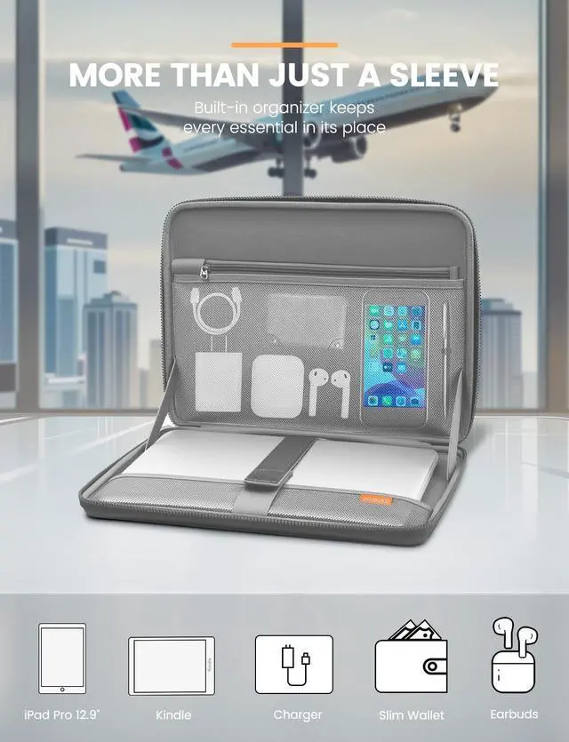 Alt view image 4 of 5 - DOMISO 15.6 inch Laptop Sleeve with Handle Shockproof Waterproof EVA Protective Case for 15.6" Yoga 720 IdeaPad 310 320 ThinkPad T570/Legion 5 Gen 6/HP Envy 15/15.6" Notebooks, Dark Grey