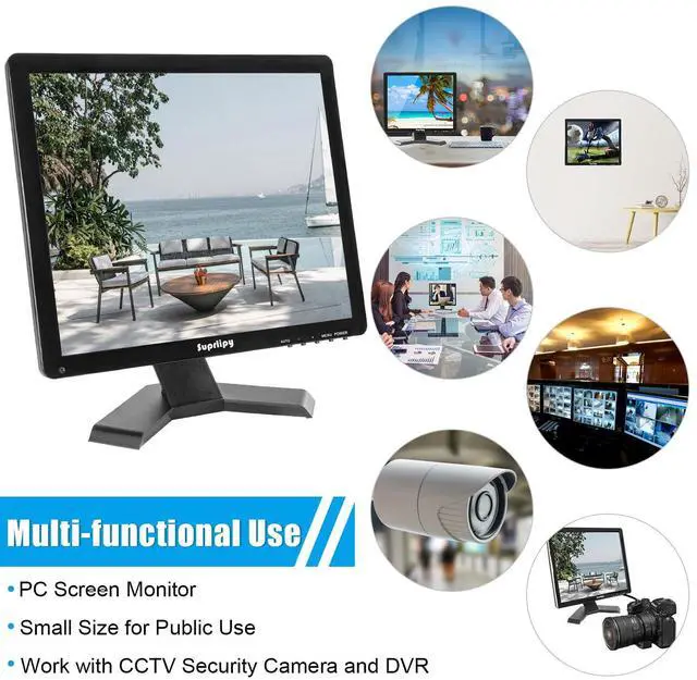 Alt view image 2 of 5 - Suprlipy 15 Inch TFT LCD Security CCTV Monitor 1024x768 4:3 Resolution Color Display Screen Support HDMI/VGA/AV/BNC/MIC USB Ports with Remote Control Built-in LounSpeakers for Home Security Monitor