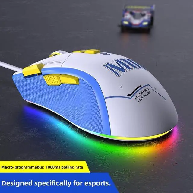 Alt view image 2 of 5 - Ergonomic Gaming Mouse, Wired USB-C, 7200 DPI Plug Play High-Precision Optical Sensor, 8 Programmable Buttons, RGB Backlit, Gaming Mice for PC & Laptop, White