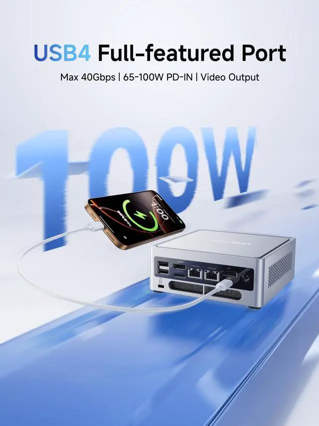 Alt view image 4 of 5 - MINISFORUM NAB8 Plus Mini PC Core i7-12800H(14C/20T,up to 4.8Ghz) Barebone Desktop Computer, 1xHDMI2.1 TMDS|1xDP1.4|1xUSB4 Video Outputs, 2x2.5G LAN/WiFi6E/BT5.3/4xUSB Iris Xe Graphics Micro PC