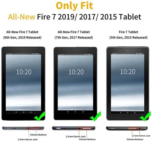 Alt view image 2 of 5 - Case for All Amazon Kindle Fire 7 Tablet (9th/7th/5th Generation, 2019/2017/2015 Version), Multi-Angle Anti Slide Folio Stand Smart Cover for Amazon Kindle Fire 7 inch - Beautiful Beach Seashells