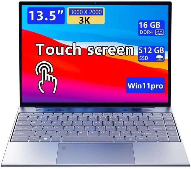 Main image of 13.5-inch Portable Touchscreen Laptop, (16GB RAM, 512GB SSD), 3K (3000×2000) IPS, Pentium quad-core CPU up to 2.64 GHz,9000mAh battery,Mini HDMI interface,USB3.0 interface,dual-band WiFi,webcam