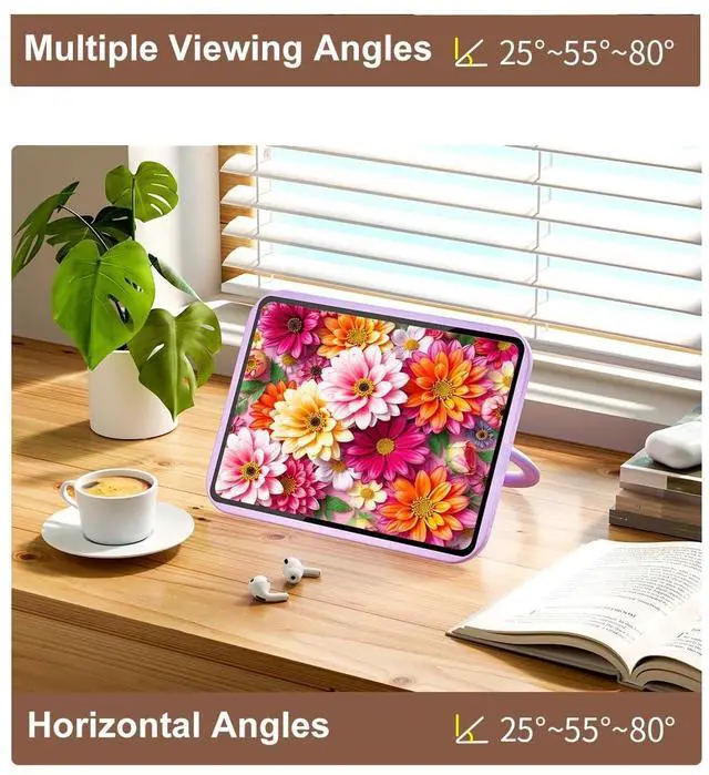 Alt view image 5 of 5 - Bcov Case for iPad (A16) 11th Gen 11-inch 2025,Beautiful Colorful Flowers 360 Rotating Stand Drop Protection Shockproof Protective Case Cover for iPad 10th Gen 10.9-inch 2022