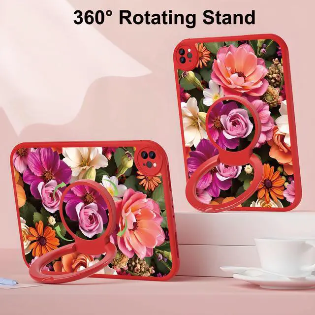 Alt view image 2 of 5 - Bcov Case for iPad (A16) 11th Gen 11-inch 2025,Beautiful Colorful Flowers 360 Rotating Stand Drop Protection Shockproof Protective Case Cover for iPad 10th Gen 10.9-inch 2022