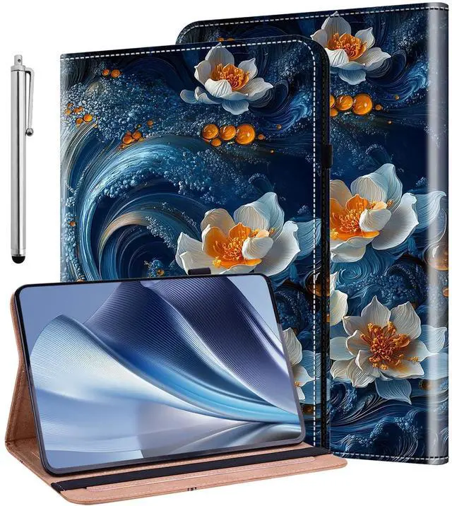 Main image of KEFBWAO Case for Amazon Kindle Fire Max 11 Case 11"(13th Generation, 2023 Release), Stylus Holder Flip Wallet Leather Shockproof Cover, Surf Flower