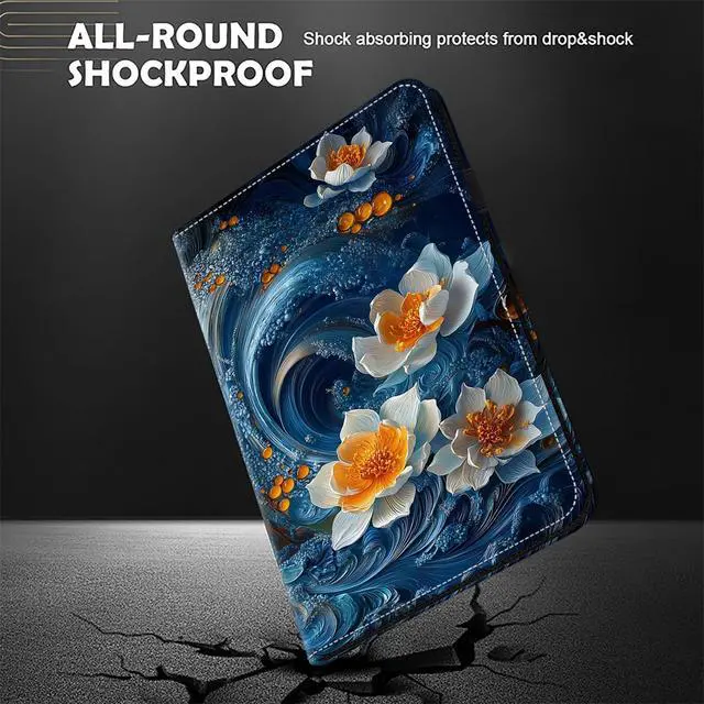 Alt view image 4 of 5 - KEFBWAO Case for Amazon Kindle Fire Max 11 Case 11"(13th Generation, 2023 Release), Stylus Holder Flip Wallet Leather Shockproof Cover, Surf Flower