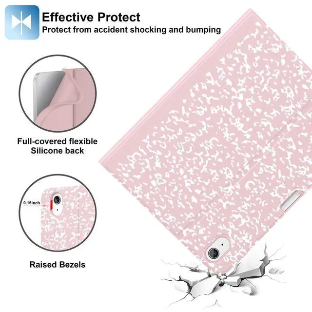 Alt view image 4 of 5 - Supveco Keyboard Case for iPad (A16) 11th/10th Generation 11&10.9 Inch with Pencil Holder,7 Colors Backlit Wireless Detachable Folio Keyboard Cover for iPad 11th/10th Gen 2025/2022-Pink