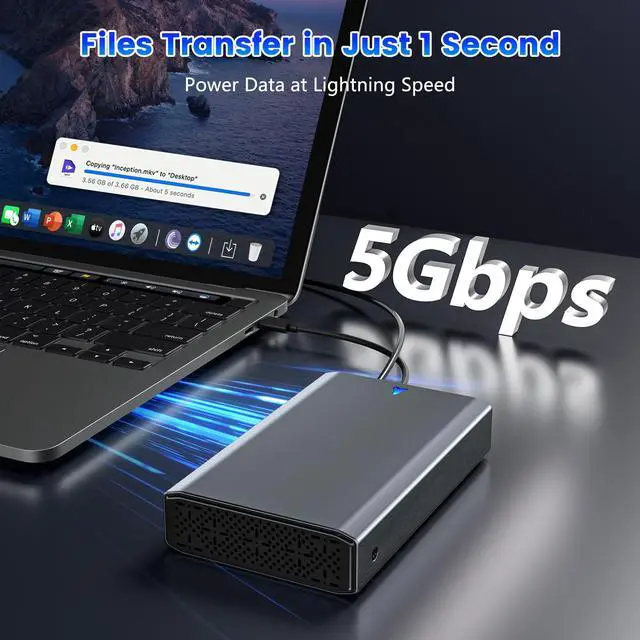 Alt view image 2 of 5 - SAS to USB 3.0 Adapter, SATA Hard Drive Docking Station for 2.5/3.5 Inch SSD HDD,Tool -Free External Enclosure with 12V/2A Power Adapter and Cooling Fan,Support up to 24TB