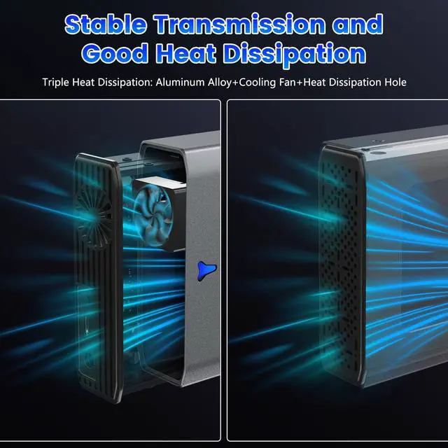 Alt view image 5 of 5 - SAS to USB 3.0 Adapter, SATA Hard Drive Docking Station for 2.5/3.5 Inch SSD HDD,Tool -Free External Enclosure with 12V/2A Power Adapter and Cooling Fan,Support up to 24TB